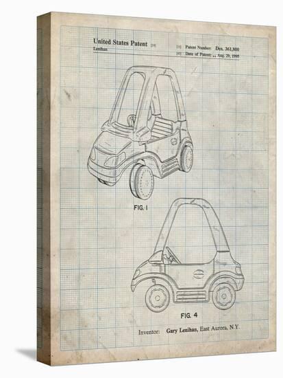 PP816-Antique Grid Parchment Fisher Price Toy Car Patent Poster-Cole Borders-Premier Image Canvas