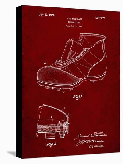 PP823-Burgundy Football Cleat 1928 Patent Poster-Cole Borders-Premier Image Canvas