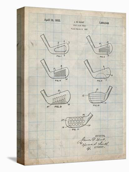 PP857-Antique Grid Parchment Golf Club Head Patent Poster-Cole Borders-Premier Image Canvas