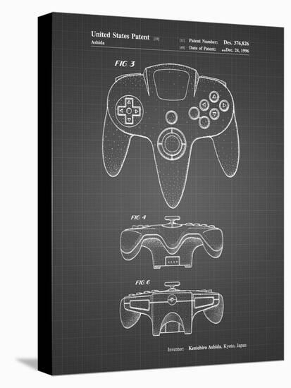 PP86-Black Grid Nintendo 64 Controller Patent Poster-Cole Borders-Premier Image Canvas