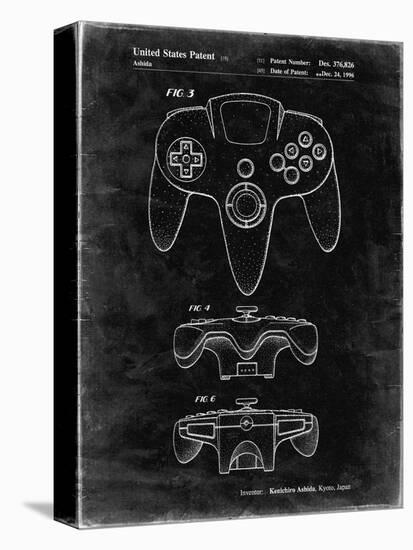 PP86-Black Grunge Nintendo 64 Controller Patent Poster-Cole Borders-Premier Image Canvas