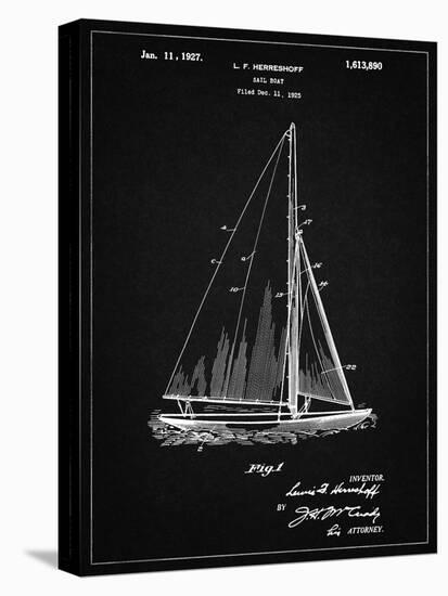 PP878-Vintage Black Herreshoff R 40' Gamecock Racing Sailboat Patent Poster-Cole Borders-Premier Image Canvas