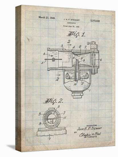 PP891-Antique Grid Parchment Indian Motorcycle Carburetor Patent Poster-Cole Borders-Premier Image Canvas