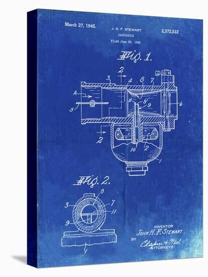 PP891-Faded Blueprint Indian Motorcycle Carburetor Patent Poster-Cole Borders-Premier Image Canvas