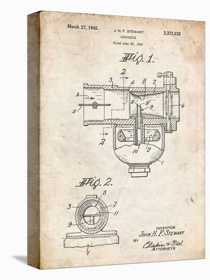 PP891-Vintage Parchment Indian Motorcycle Carburetor Patent Poster-Cole Borders-Premier Image Canvas