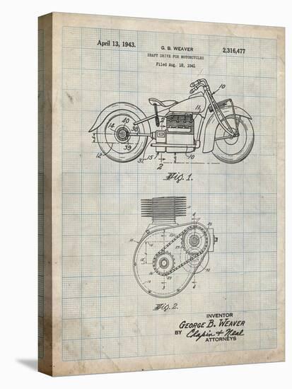 PP892-Antique Grid Parchment Indian Motorcycle Drive Shaft Patent Poster-Cole Borders-Premier Image Canvas