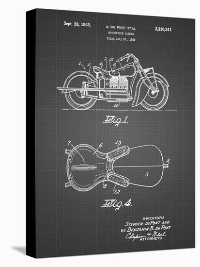 PP893-Black Grid Indian Motorcycle Saddle Patent Poster-Cole Borders-Premier Image Canvas