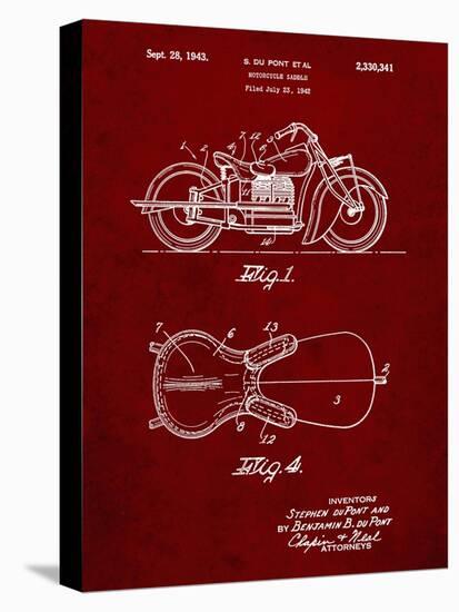 PP893-Burgundy Indian Motorcycle Saddle Patent Poster-Cole Borders-Premier Image Canvas