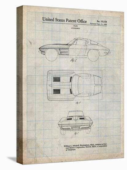 PP90-Antique Grid Parchment 1962 Corvette Stingray Patent Poster-Cole Borders-Premier Image Canvas