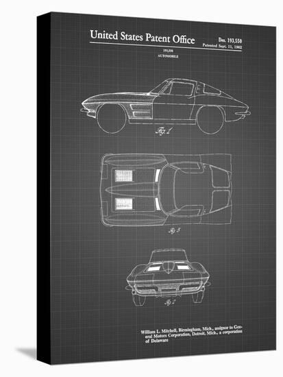 PP90-Black Grid 1962 Corvette Stingray Patent Poster-Cole Borders-Premier Image Canvas