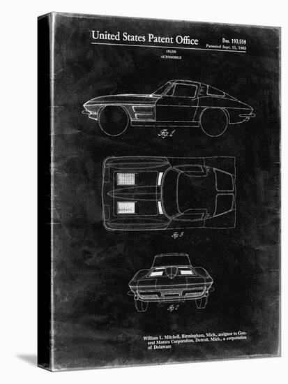 PP90-Black Grunge 1962 Corvette Stingray Patent Poster-Cole Borders-Premier Image Canvas