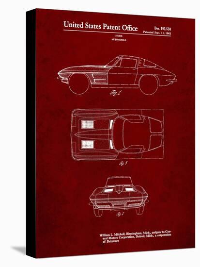 PP90-Burgundy 1962 Corvette Stingray Patent Poster-Cole Borders-Premier Image Canvas