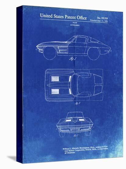 PP90-Faded Blueprint 1962 Corvette Stingray Patent Poster-Cole Borders-Premier Image Canvas