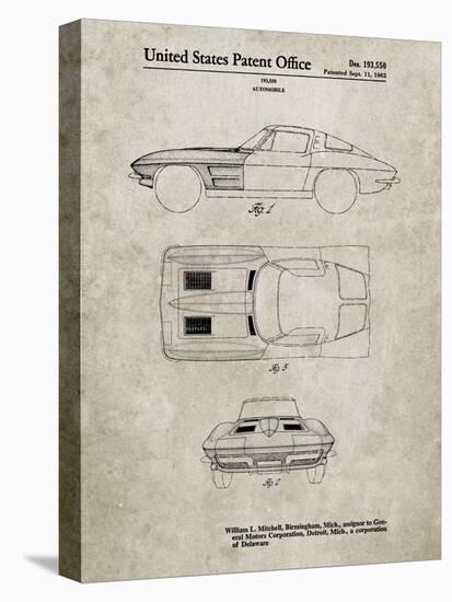 PP90-Sandstone 1962 Corvette Stingray Patent Poster-Cole Borders-Premier Image Canvas