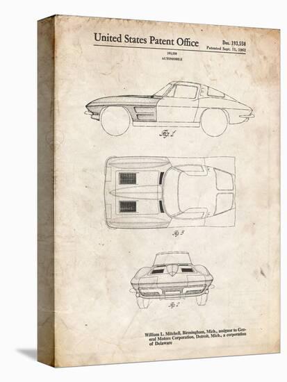 PP90-Vintage Parchment 1962 Corvette Stingray Patent Poster-Cole Borders-Premier Image Canvas