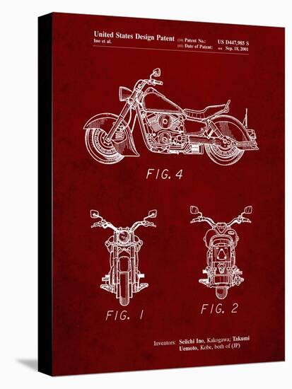 PP901-Burgundy Kawasaki Motorcycle Patent Poster-Cole Borders-Premier Image Canvas