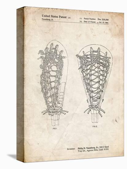 PP916-Vintage Parchment Lacrosse Stick Patent Poster-Cole Borders-Premier Image Canvas