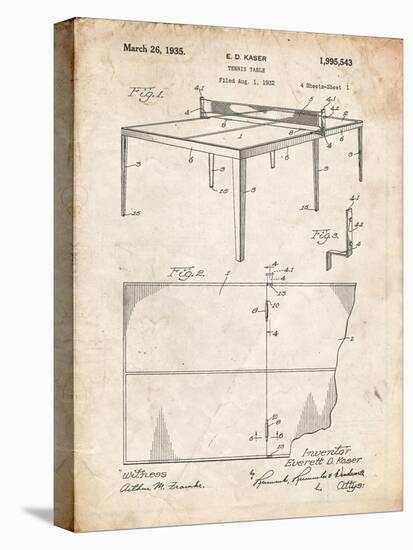 PP92-Vintage Parchment Table Tennis Patent Poster-Cole Borders-Premier Image Canvas