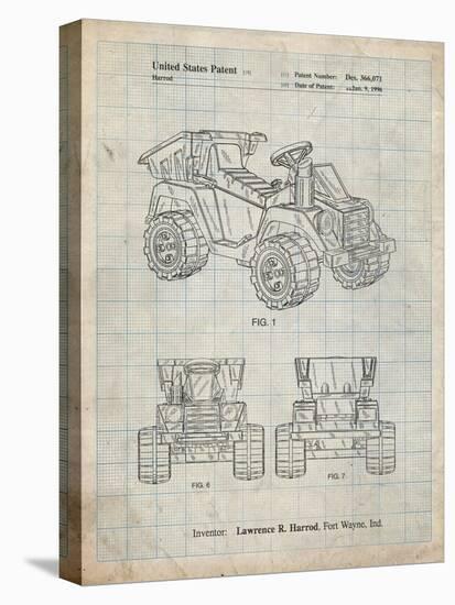PP951-Antique Grid Parchment Mattel Kids Dump Truck Patent Poster-Cole Borders-Premier Image Canvas