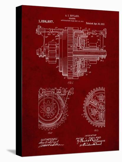 PP953-Burgundy Mechanical Gearing 1912 Patent Poster-Cole Borders-Premier Image Canvas