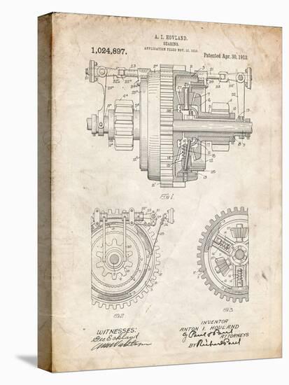 PP953-Vintage Parchment Mechanical Gearing 1912 Patent Poster-Cole Borders-Premier Image Canvas