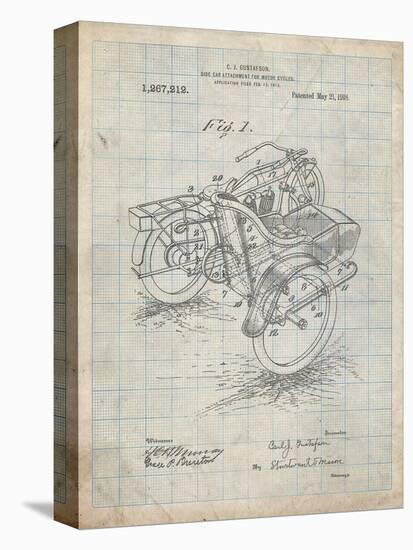 PP963-Antique Grid Parchment Motorcycle Sidecar 1918 Patent Poster-Cole Borders-Premier Image Canvas