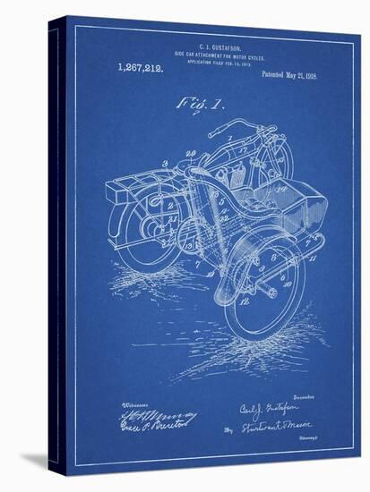 PP963-Blueprint Motorcycle Sidecar 1918 Patent Poster-Cole Borders-Premier Image Canvas