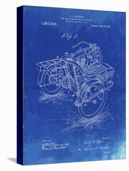 PP963-Faded Blueprint Motorcycle Sidecar 1918 Patent Poster-Cole Borders-Premier Image Canvas