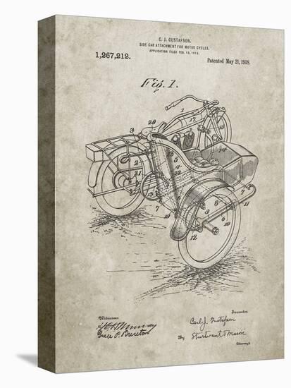 PP963-Sandstone Motorcycle Sidecar 1918 Patent Poster-Cole Borders-Premier Image Canvas