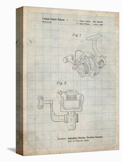 PP973-Antique Grid Parchment Open Face Spinning Fishing Reel Patent Poster-Cole Borders-Premier Image Canvas