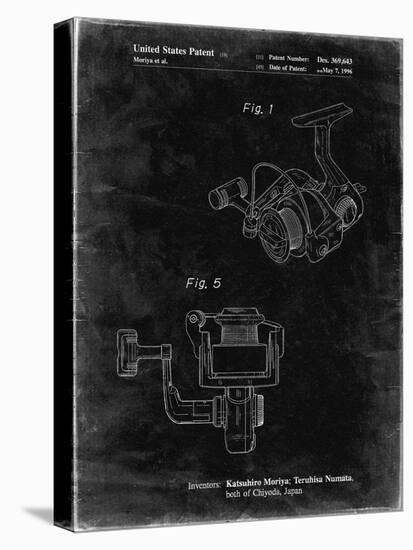 PP973-Black Grunge Open Face Spinning Fishing Reel Patent Poster-Cole Borders-Premier Image Canvas