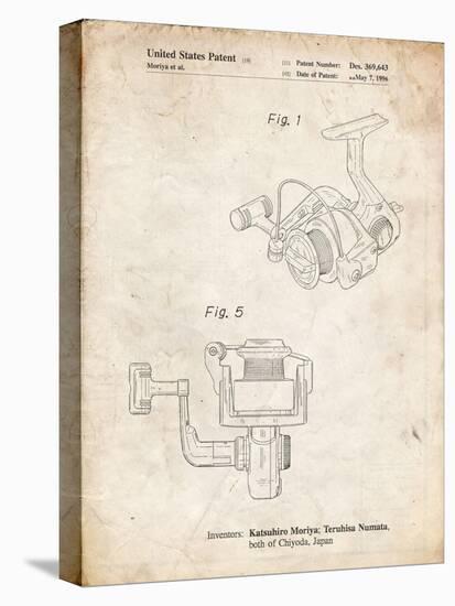 PP973-Vintage Parchment Open Face Spinning Fishing Reel Patent Poster-Cole Borders-Premier Image Canvas