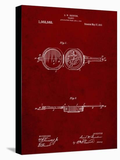 PP992-Burgundy Pocket Transit Compass 1919 Patent Poster-Cole Borders-Premier Image Canvas