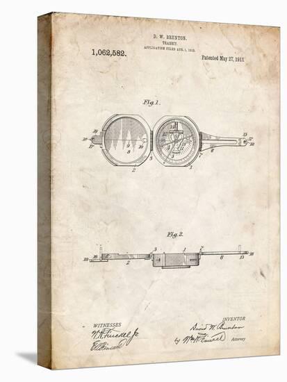 PP992-Vintage Parchment Pocket Transit Compass 1919 Patent Poster-Cole Borders-Premier Image Canvas