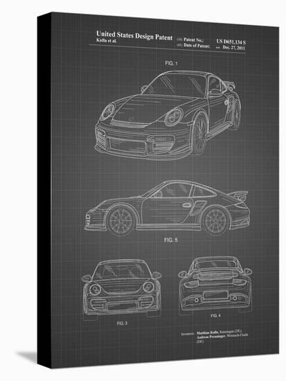 PP994-Black Grid Porsche 911 with Spoiler Patent Poster-Cole Borders-Premier Image Canvas