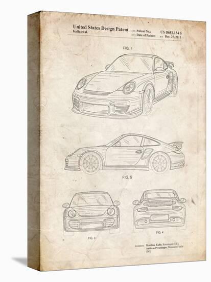 PP994-Vintage Parchment Porsche 911 with Spoiler Patent Poster-Cole Borders-Premier Image Canvas