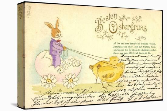 Präge Frohe Ostern, Osterhase, Küken, Ei Als Kutsche-null-Premier Image Canvas