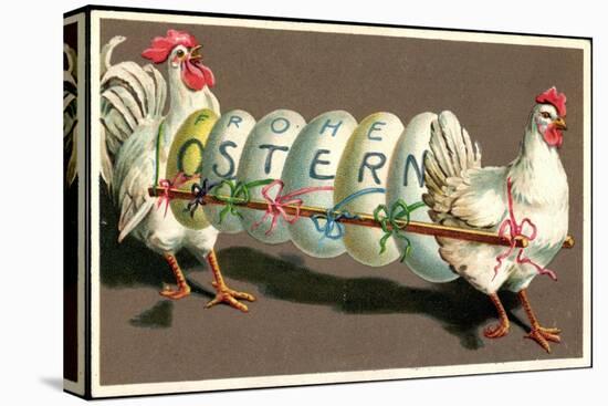 Präge Glückwunsch Ostern, Hennen Tragen 6 Ostereier-null-Premier Image Canvas