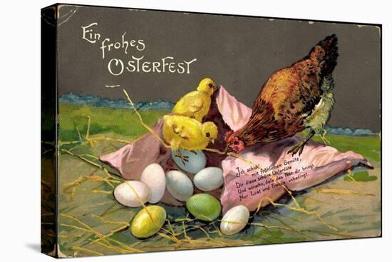 Präge Glückwunsch Ostern, Küken Mit Eiern, Henne-null-Premier Image Canvas