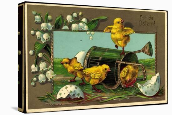 Präge Glückwunsch Ostern, Küken Mit Gießkanne-null-Premier Image Canvas