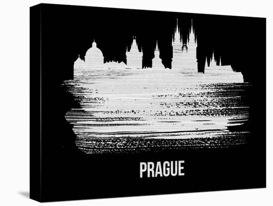 Prague Skyline Brush Stroke - White-NaxArt-Stretched Canvas