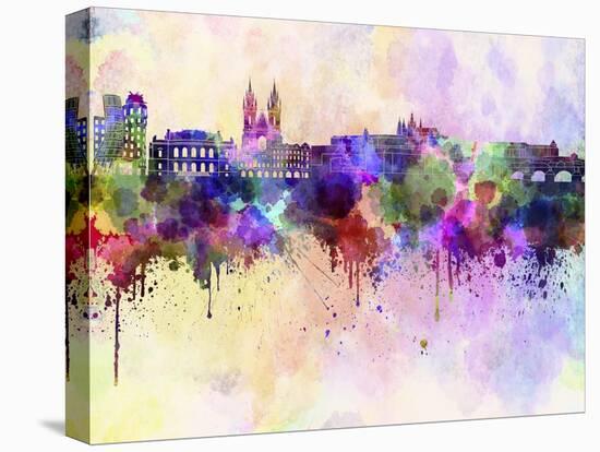 Prague Skyline in Watercolor Background-paulrommer-Stretched Canvas