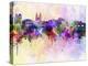 Prague Skyline in Watercolor Background-paulrommer-Stretched Canvas