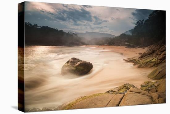 Praia Da Sununga Beach at Sunset with the Serra Do Mar Mountain Ranges in the Background-Alex Saberi-Premier Image Canvas