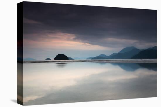 Praia Do Estaleiro with the Serra Do Mar Mountain Range Reflected in the Ocean at Sunset-Alex Saberi-Premier Image Canvas