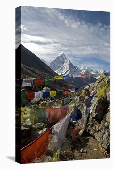 Prayer Flags, Everest Base Camp Trail, Peak of Ama Dablam, Nepal-David Noyes-Premier Image Canvas