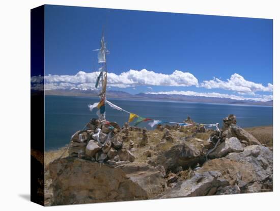 Prayer Flags Over Sky Burial Site, Lake Manasarovar (Manasarowar), Tibet, China-Anthony Waltham-Premier Image Canvas