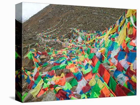 Praying Flags with Mt. Quer Shan, Tibet-Sichuan, China-Keren Su-Premier Image Canvas