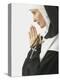 Praying Nun Holding Rosary-null-Premier Image Canvas