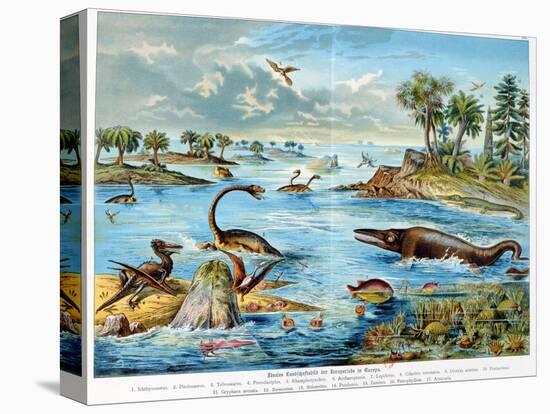 Prehistory - Jurassic - Reconstruction of Natural Environment in Europe and Some of the Animals…-German School-Premier Image Canvas